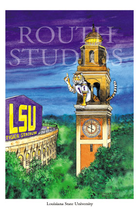 Craig Routh, Artist & Illustrator Louisiana State University, LSU Paintings - Craig Routh, Artist & Illustrator Louisiana State University, LSU Paintings - LSU Painting Gallery - "LSU Memorial Tower" by Craig Routh