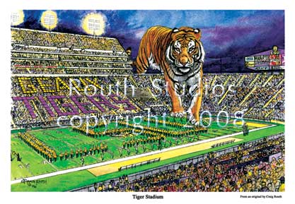 Craig Routh, Artist & Illustrator Louisiana State University, LSU Paintings - LSU Painting Gallery - "LSU Tiger Stadium" by Craig Routh