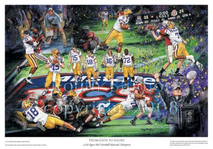 Craig Routh, Artist & Illustrator Louisiana State University, LSU Paintings - 2007 Football National Champions "From Guts to Glory" by Craig Routh