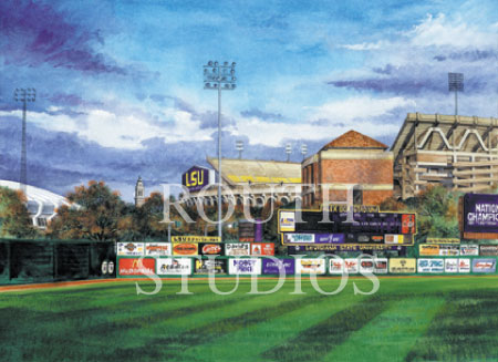 Craig Routh, Artist & Illustrator Louisiana State University, LSU Paintings - Craig Routh, Artist & Illustrator Louisiana State University, LSU Paintings - LSU Painting Gallery - "LSU Sports Complex" by Craig Routh