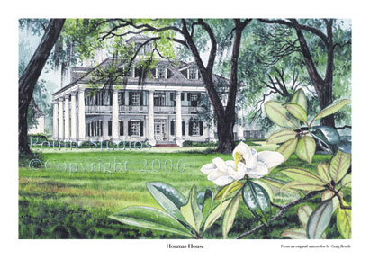 Craig Routh, Artist & Illustrator Scenic watercolor gallery - "Houmas House"