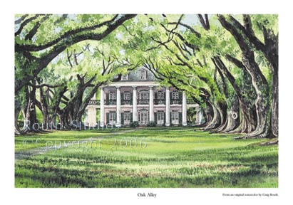 Craig Routh, Artist & Illustrator Scenic watercolor gallery - "Oak Alley"
