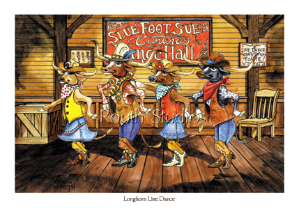 Craig Routh, Artist & Illustrator - "Longhorn Line Dance"