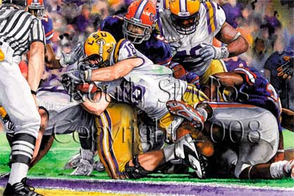 LSU Painting Gallery - Jacob Hester Winning Touchdown, "Unstoppable" by Craig Routh