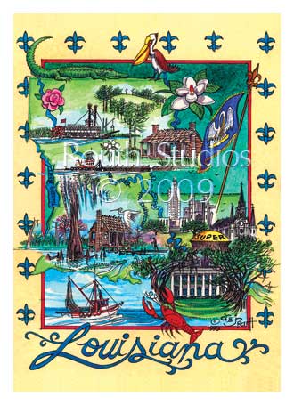 Craig Routh, Artist & Illustrator - "Louisiana State Collage"